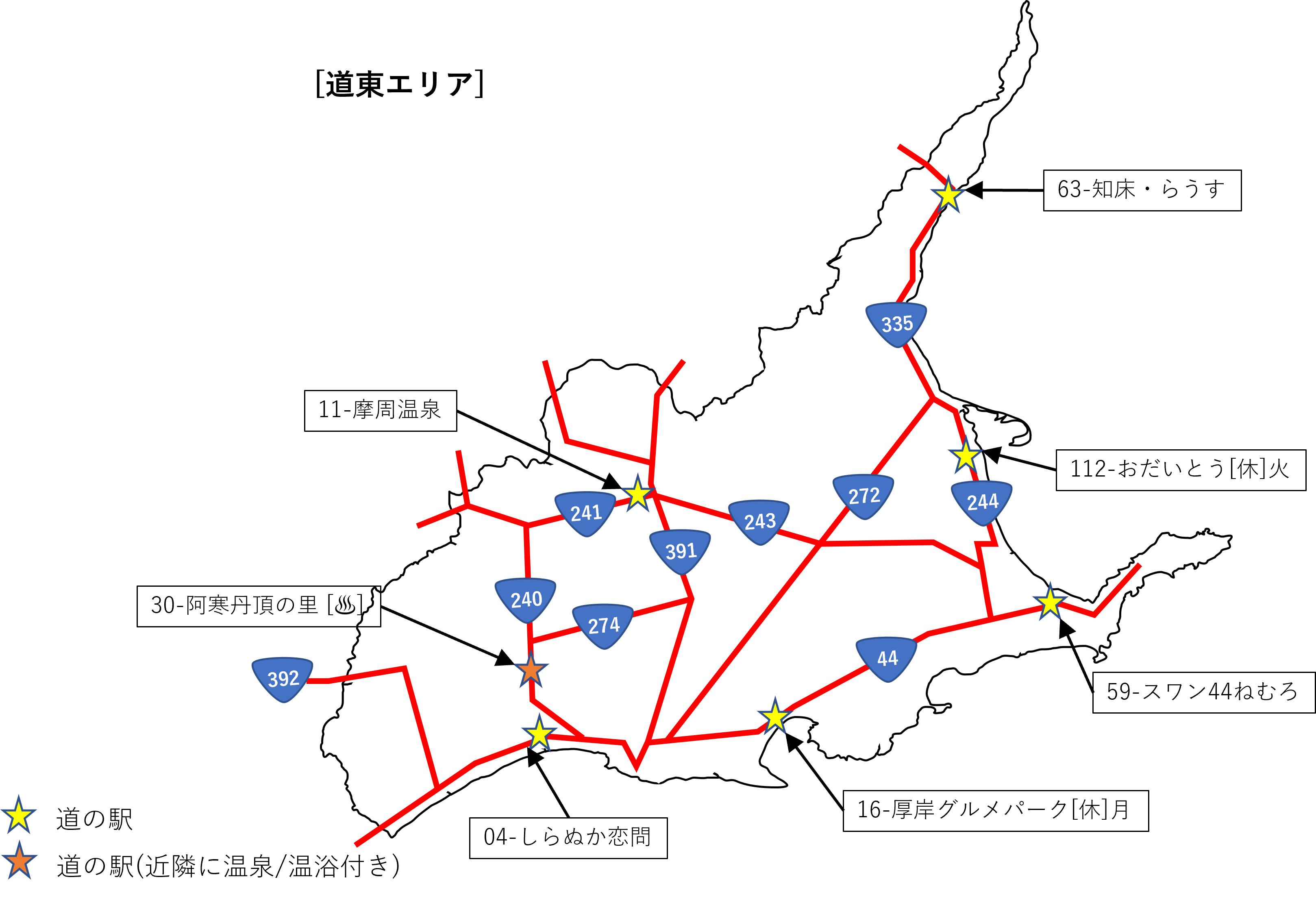 北海道,道東,道の駅,地図