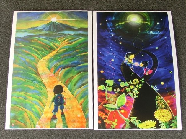道の駅「みのぶ」の切り絵常設展で展示されている酒井敦美氏の「一画二驚/光の切り絵」の写真