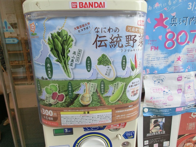 「道の駅　かなん」で販売されている「なにわ伝統野菜アクリルキーホルダー」の写真