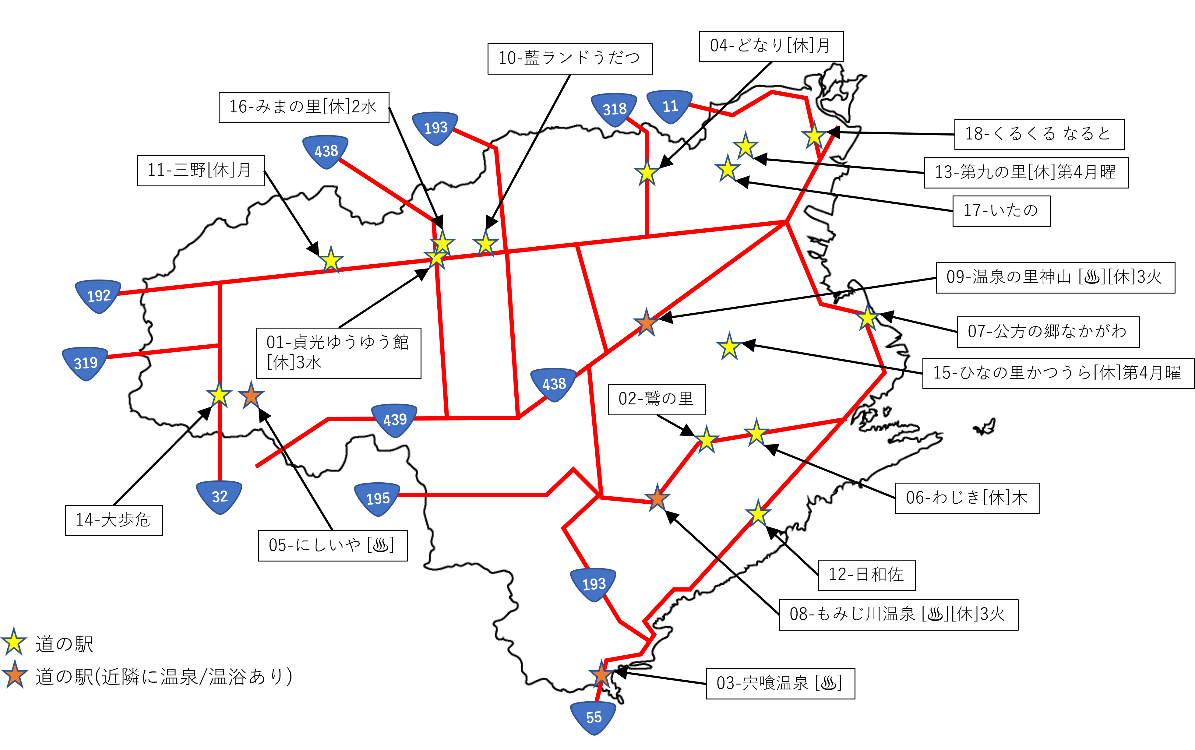 徳島県,道の駅,地図